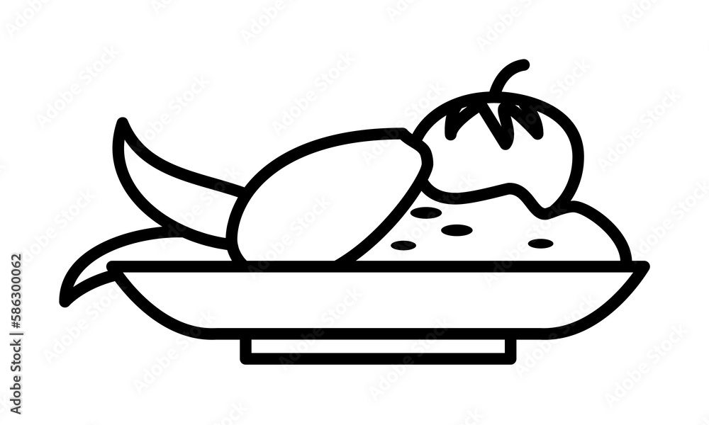Poster vegetables in a plate icon. element of food icon for mobile concept and web apps. thin line vegetabl