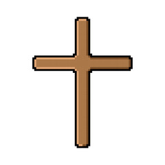 pixel art wooden cross vector