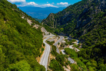 Winding road passing through Langada pass in Greece