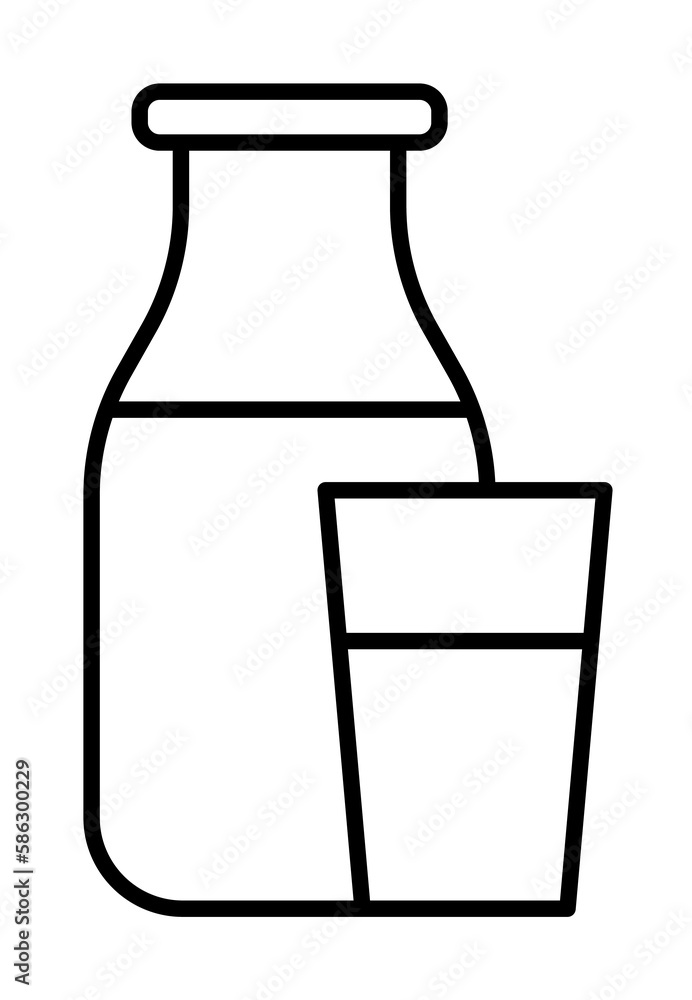 Poster a bottle of milk and a glass icon. element of food icon for mobile concept and web apps. thin line a