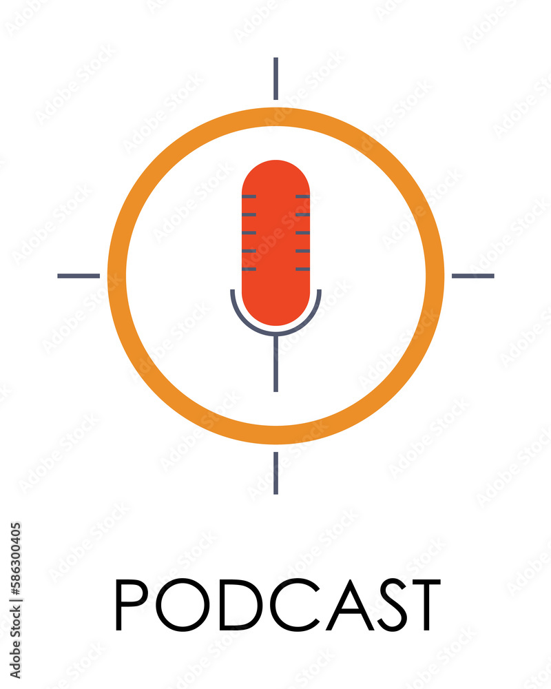 Poster colored podcast illustration. element of marketing and business flat for mobile concept and web apps
