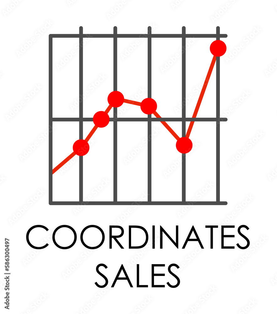 Poster colored coordinates sales illustration. element of marketing and business flat for mobile concept an