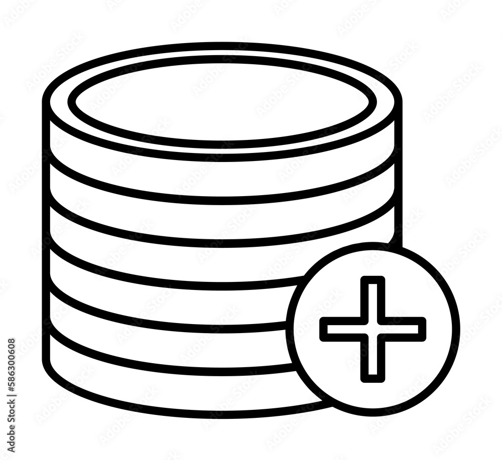 Poster sign add coins icon. element of mobile banking for smart concept and web apps. thin line sign add co