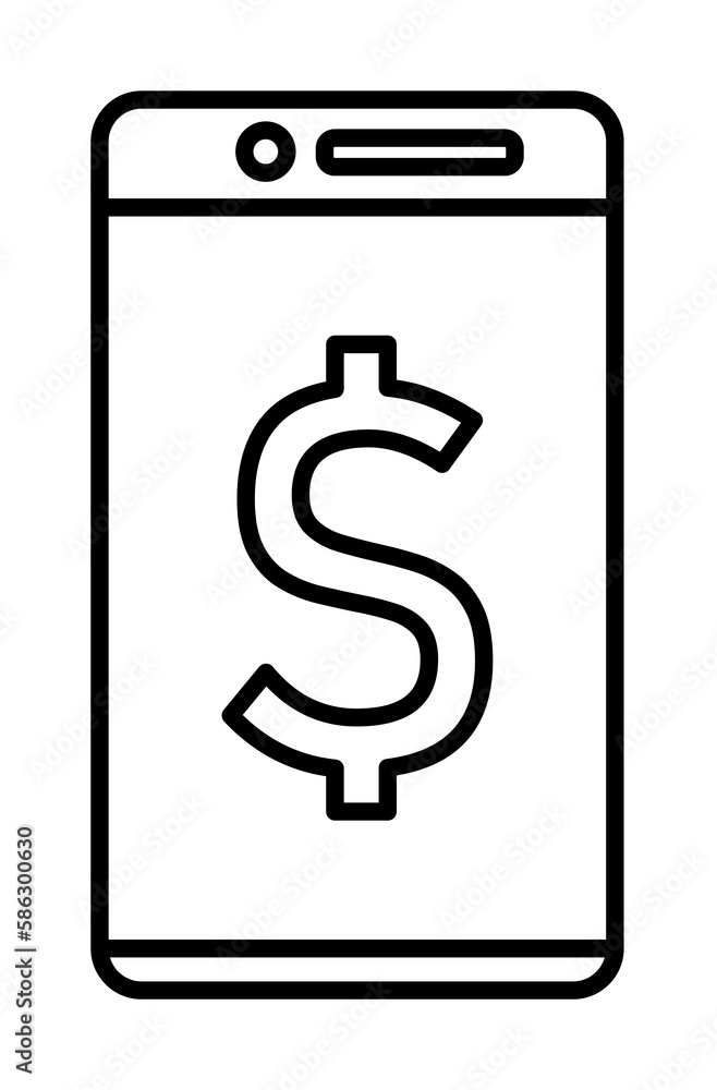 Poster dollar in a smart phone icon. element of mobile banking for smart concept and web apps. thin line do