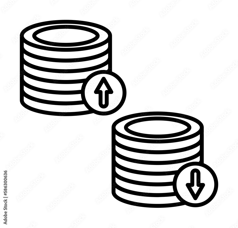Poster coin currency rate icon. Element of mobile banking for smart concept and web apps. Thin line coin currency rate icon can be used for web and mobile