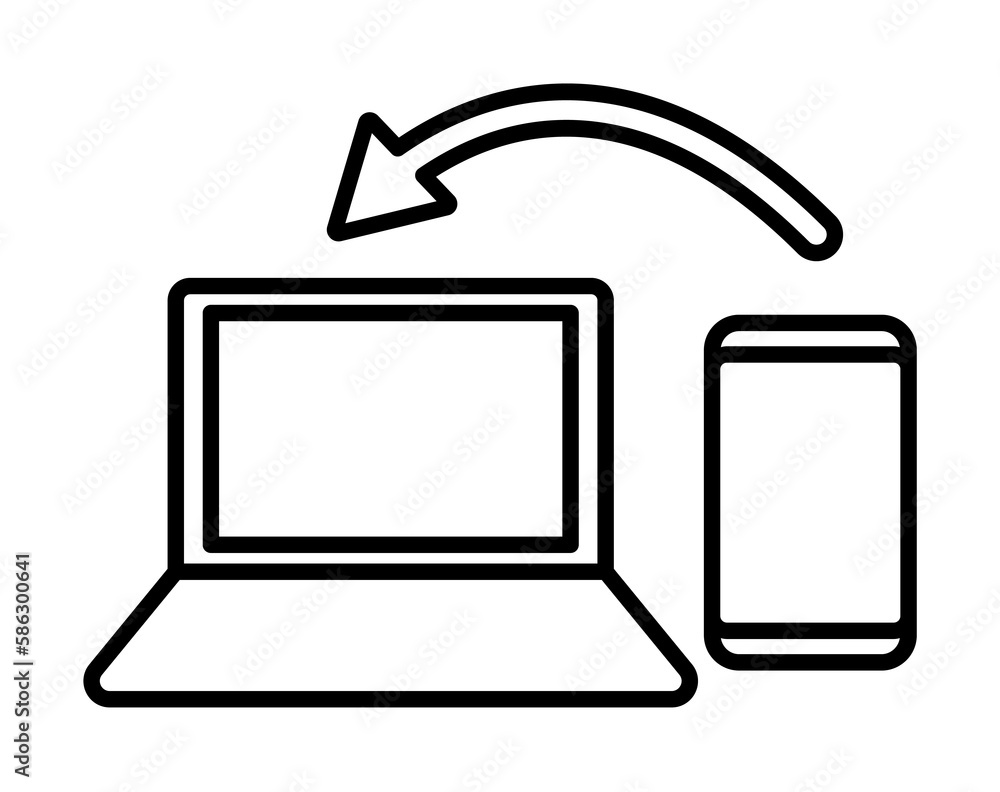 Aufkleber synchronize smart phone with laptop icon. element of mobile banking for smart concept and web apps. 