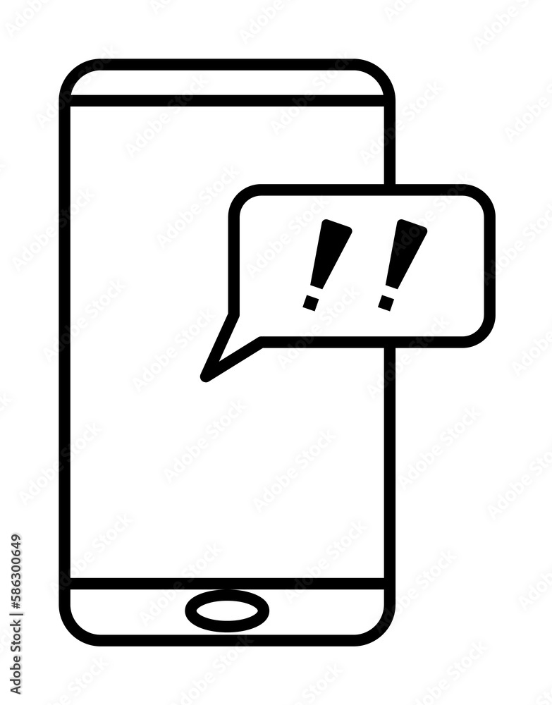 Aufkleber exclamation from a smart phone icon. element of mobile banking for smart concept and web apps. thin 