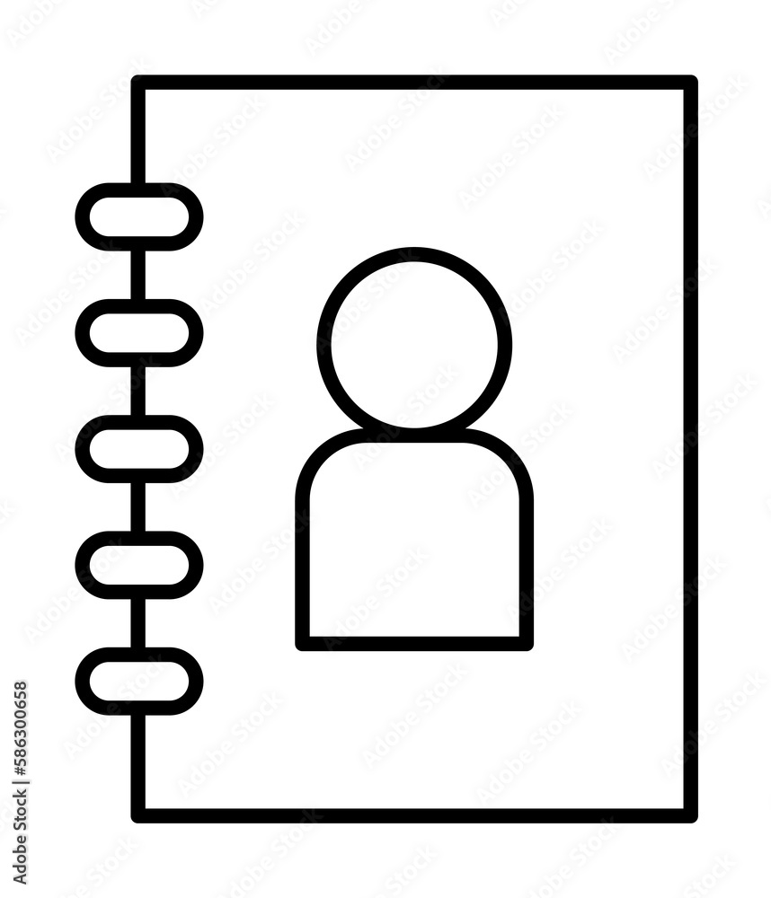 Aufkleber the address book icon. element of mobile banking for smart concept and web apps. thin line the addre