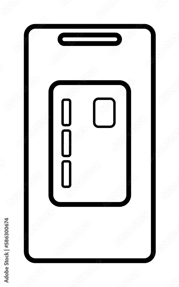 Poster credit card mobile banking icon. element of mobile banking for smart concept and web apps. thin line