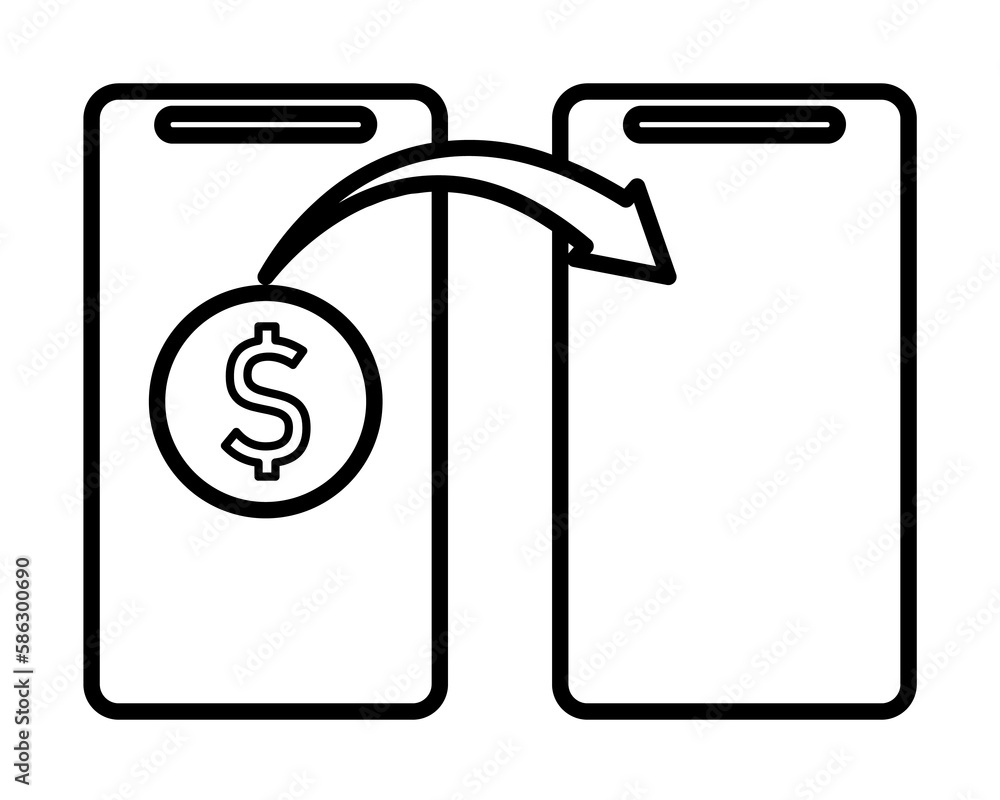 Poster money transfer mobile banking icon. element of mobile banking for smart concept and web apps. thin l