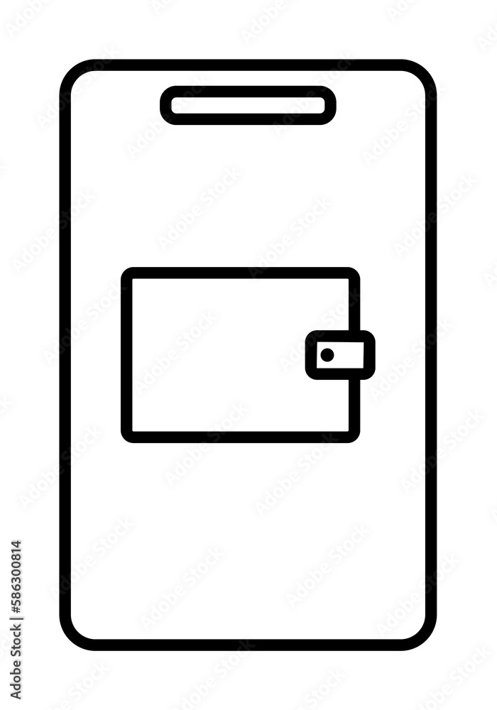 Poster mobile wallet icon. element of mobile banking for smart concept and web apps. thin line mobile walle