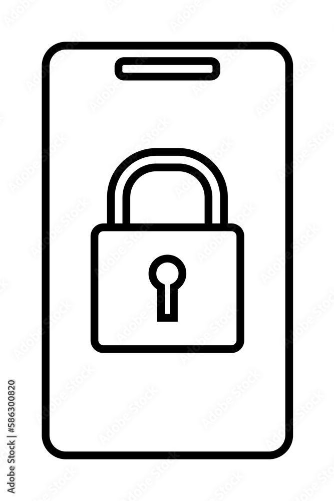 Aufkleber lock in a smart phone icon. element of mobile banking for smart concept and web apps. thin line lock
