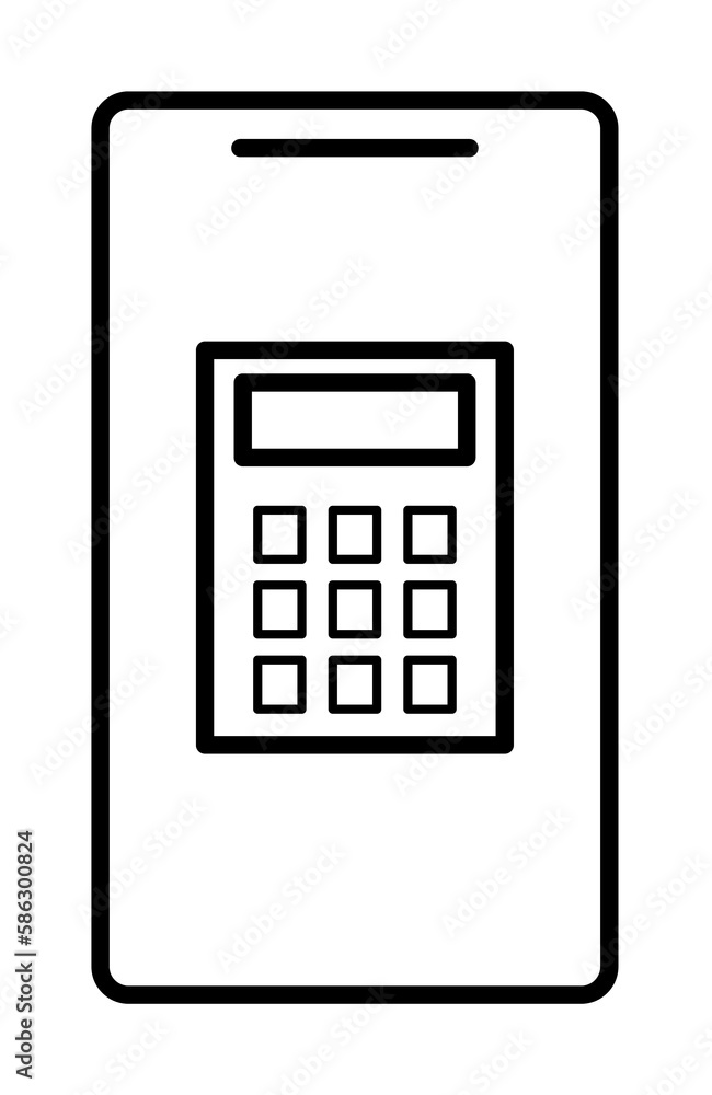 Aufkleber calculator in smart phone icon. element of mobile banking for smart concept and web apps. thin line 
