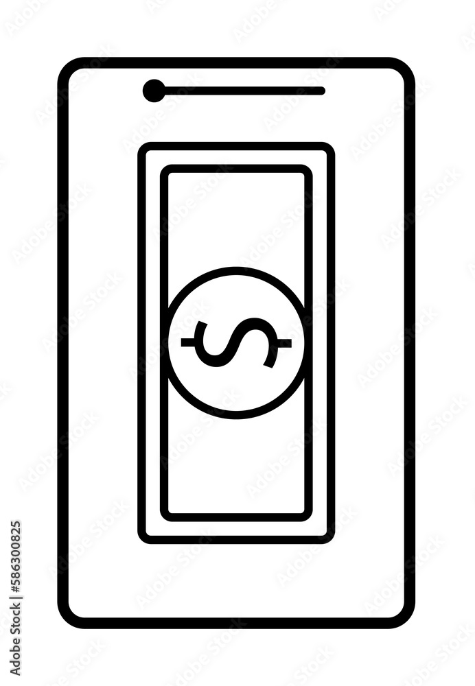Aufkleber cash storage in mobile banking icon. element of mobile banking for smart concept and web apps. thin 