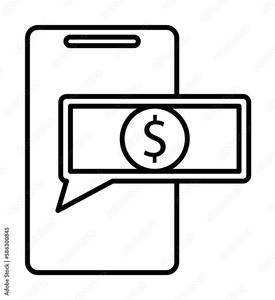 Poster money in mobile banking icon. element of mobile banking for smart concept and web apps. thin line mo