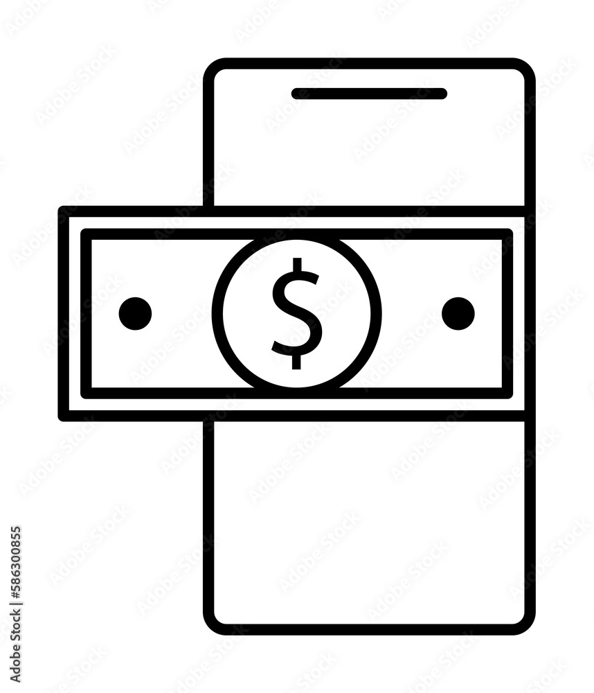 Poster money in mobile banking icon. element of mobile banking for smart concept and web apps. thin line mo