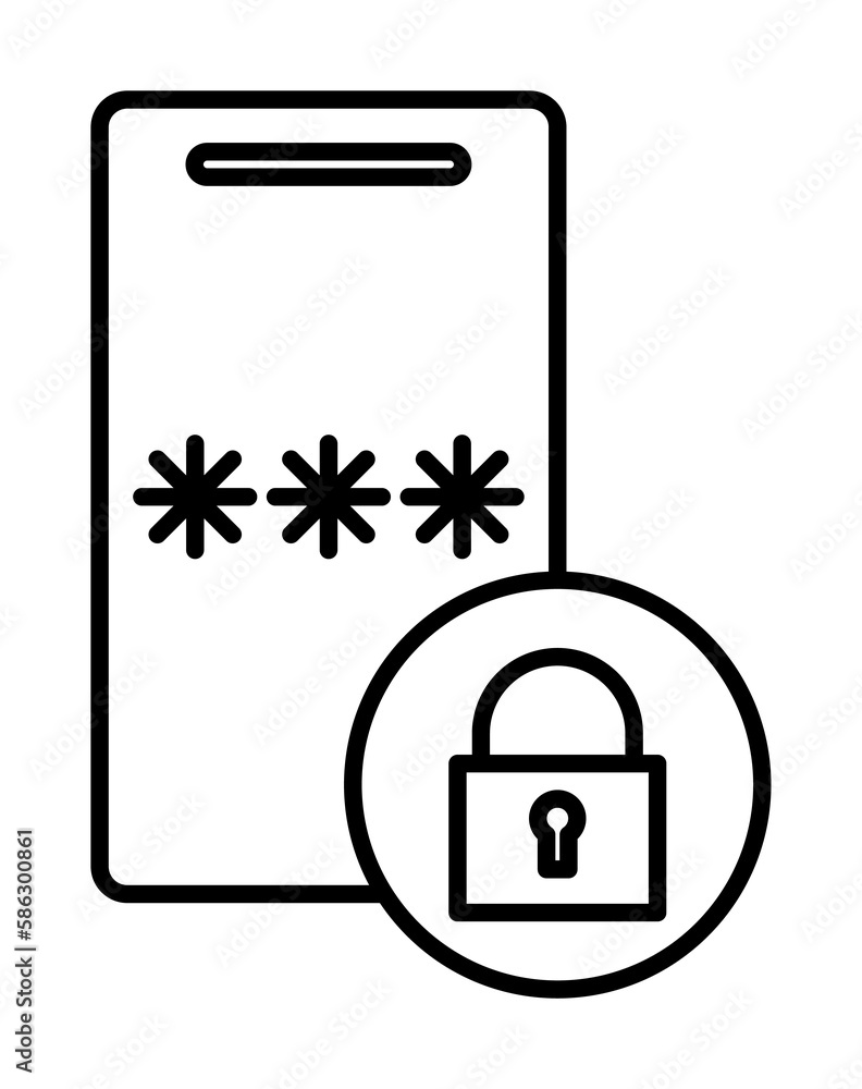Aufkleber code on the smart phone icon. element of mobile banking for smart concept and web apps. thin line co