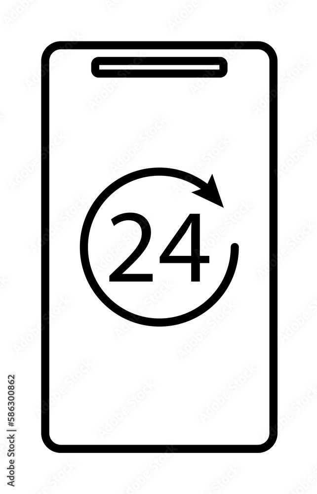 Poster 24 hours of mobile banking icon. element of mobile banking for smart concept and web apps. thin line