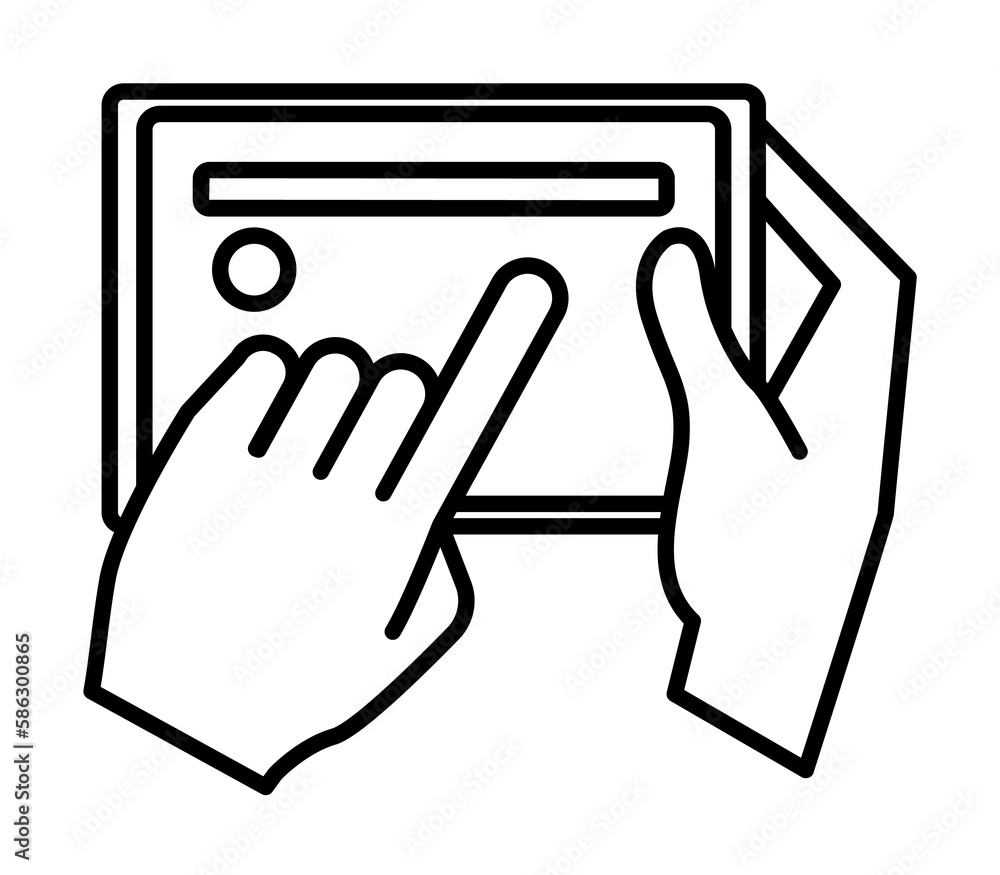 Aufkleber tablet user icon. element of mobile banking for smart concept and web apps. thin line tablet user ic
