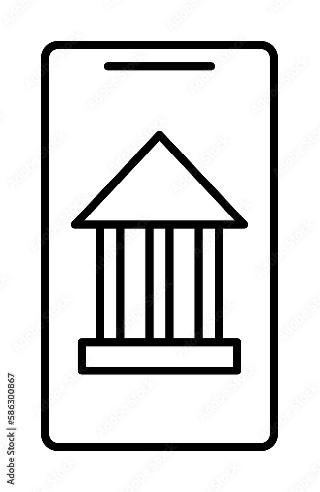 Poster mobile banking icon. element of mobile banking for smart concept and web apps. thin line mobile bank