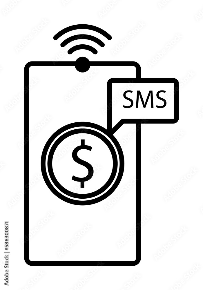 Poster message about the receipt of money in mobile banking icon. element of mobile banking for smart conce