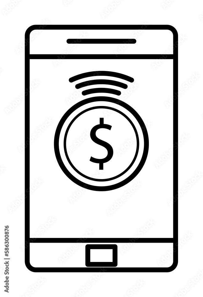 Poster money in mobile banking icon. element of mobile banking for smart concept and web apps. thin line mo
