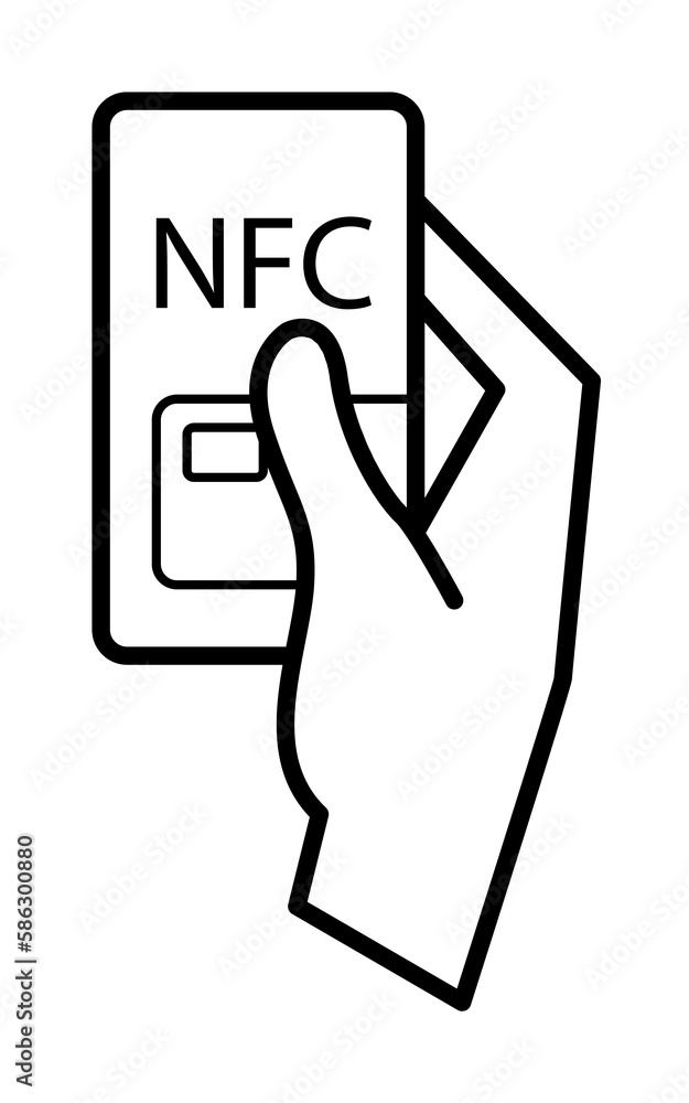 Poster nfs mobile banking icon. element of mobile banking for smart concept and web apps. thin line nfs mob