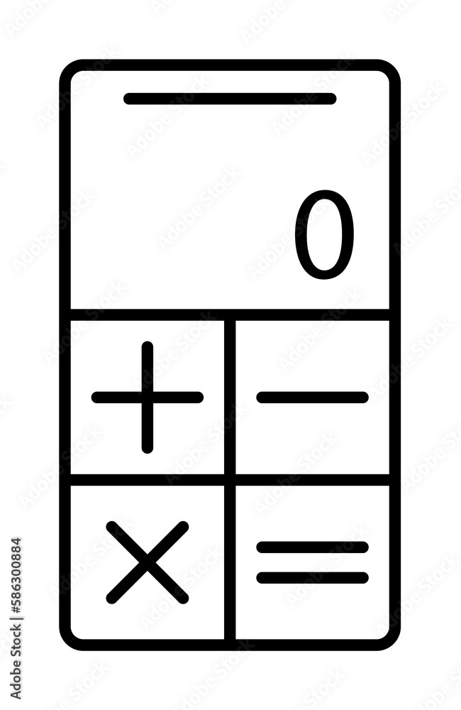 Aufkleber calculator in smart phone icon. element of mobile banking for smart concept and web apps. thin line 
