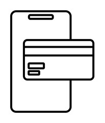 credit card in smart phone icon. Element of mobile banking for smart concept and web apps. Thin line credit card in smart phone icon can be used for web and mobile