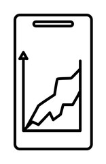 growth chart in a smart phone icon. Element of mobile banking for smart concept and web apps. Thin line growth chart in a smart phone icon can be used for web and mobile