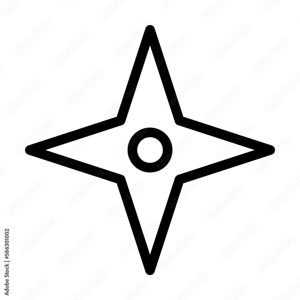 Poster four-pointed star icon. element of navigation for mobile concept and web apps. thin line four-pointe