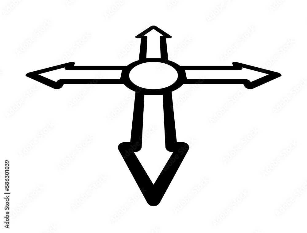 Aufkleber directions in the navigator icon. element of navigation for mobile concept and web apps. thin line d