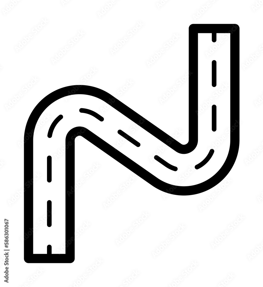 Aufkleber zigzag road icon. element of navigation for mobile concept and web apps. thin line zigzag road icon 