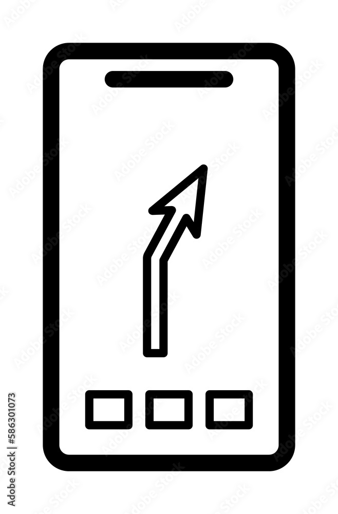 Aufkleber directions in a smart phone icon. element of navigation for mobile concept and web apps. thin line d