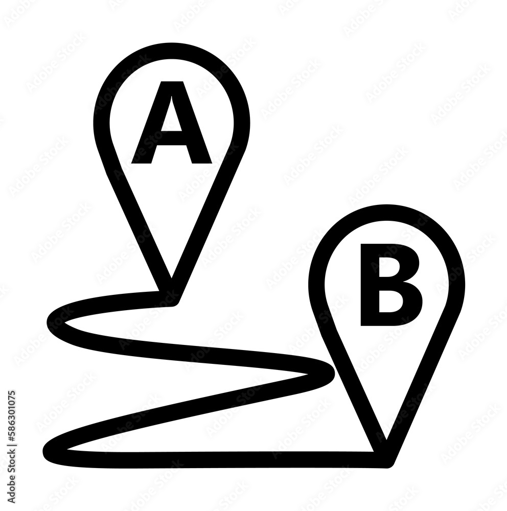 Aufkleber pin a and b made icon. element of navigation for mobile concept and web apps. thin line pin a and b 