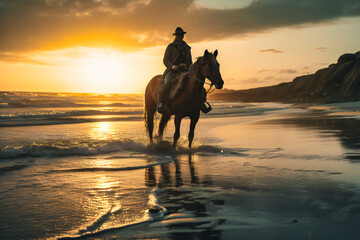 A beachfront horseback ride with sunset views