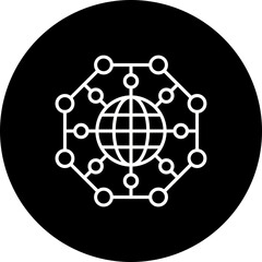 Global Network Line Inverted Icon