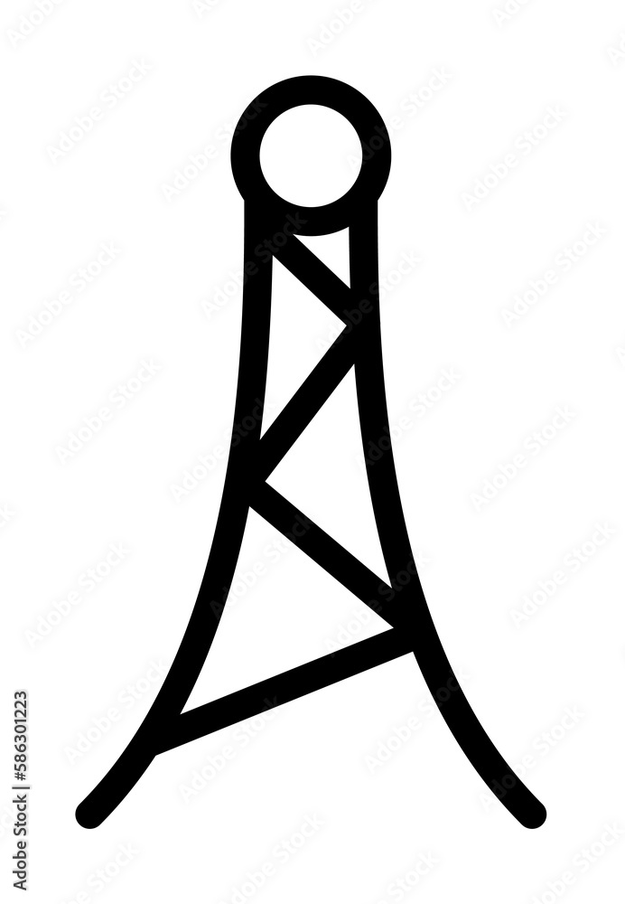 Poster radio antenna icon. element of navigation for mobile concept and web apps. thin line radio antenna i