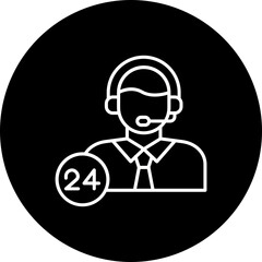 24 Hours Support Line Inverted Icon