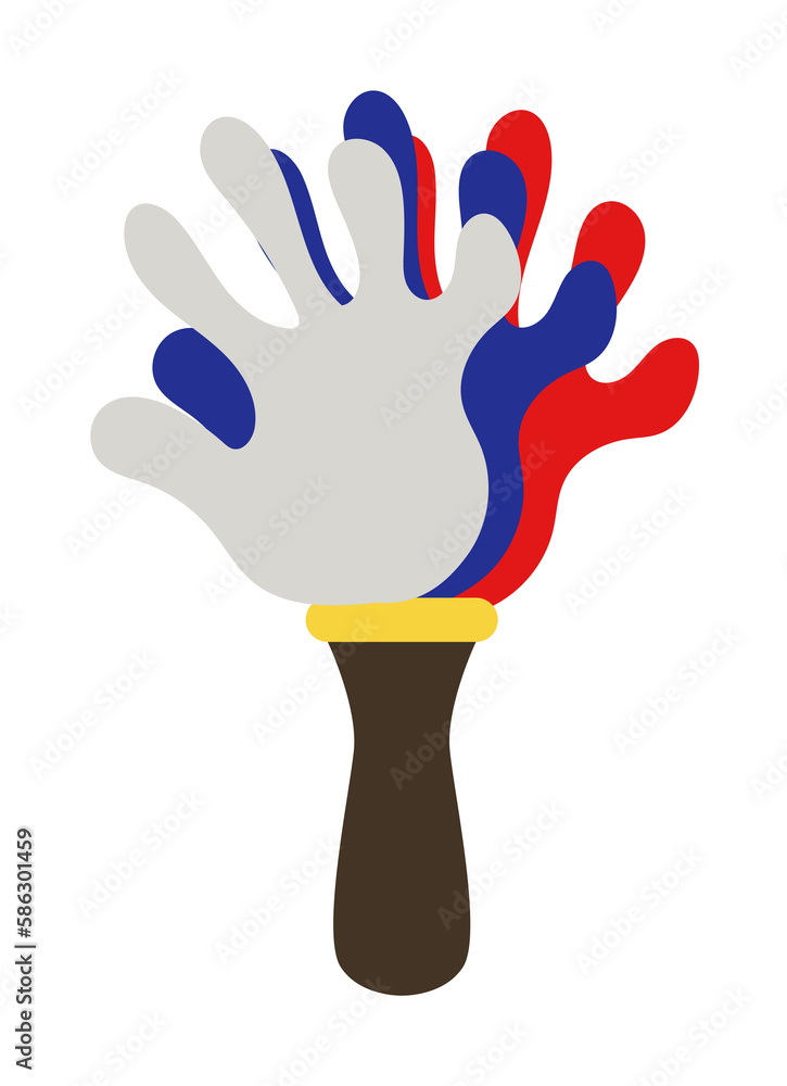 Poster fan clapper hands illustration. element of fans accessory for mobile concept and web apps. colored i