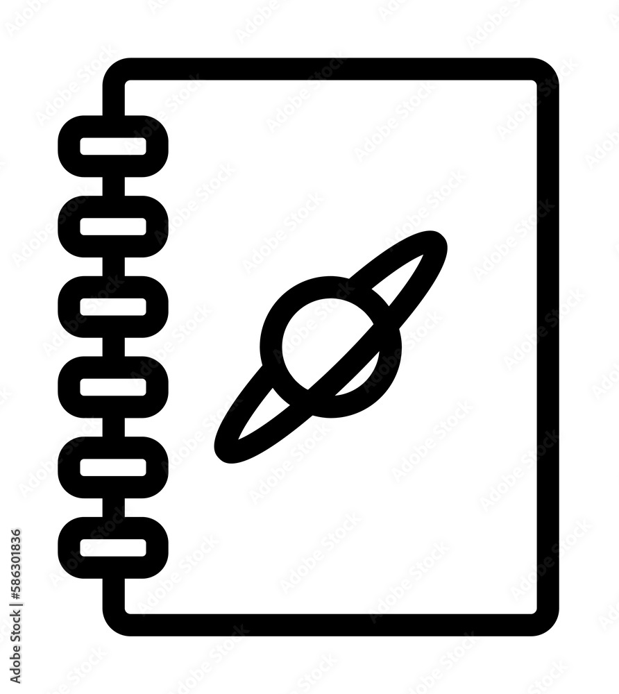 Poster book about planets icon. element of science icon for mobile concept and web apps. thin line book abo