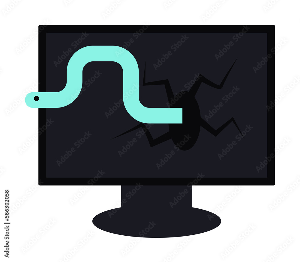Poster the worm in the computer icon. element of cyber security icon for mobile concept and web apps. color