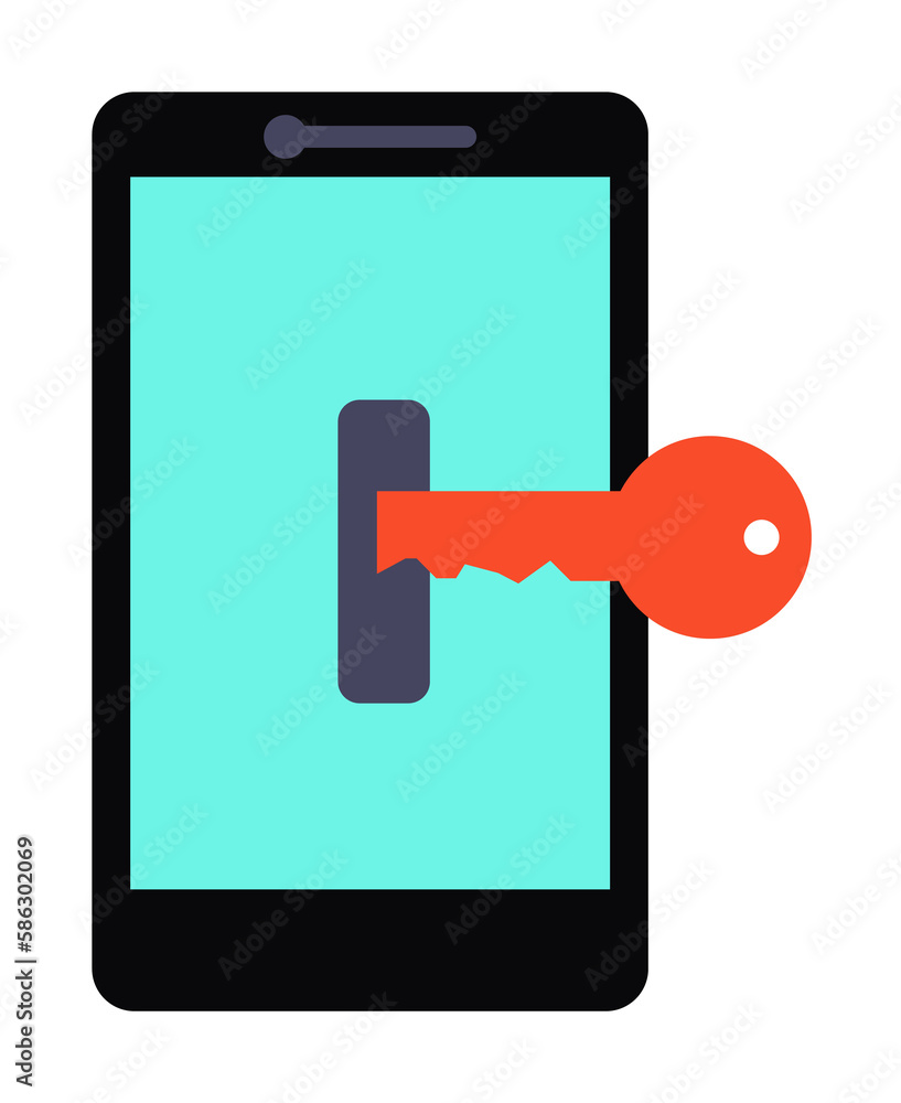 Poster key for phone icon. element of cyber security icon for mobile concept and web apps. colored key for 