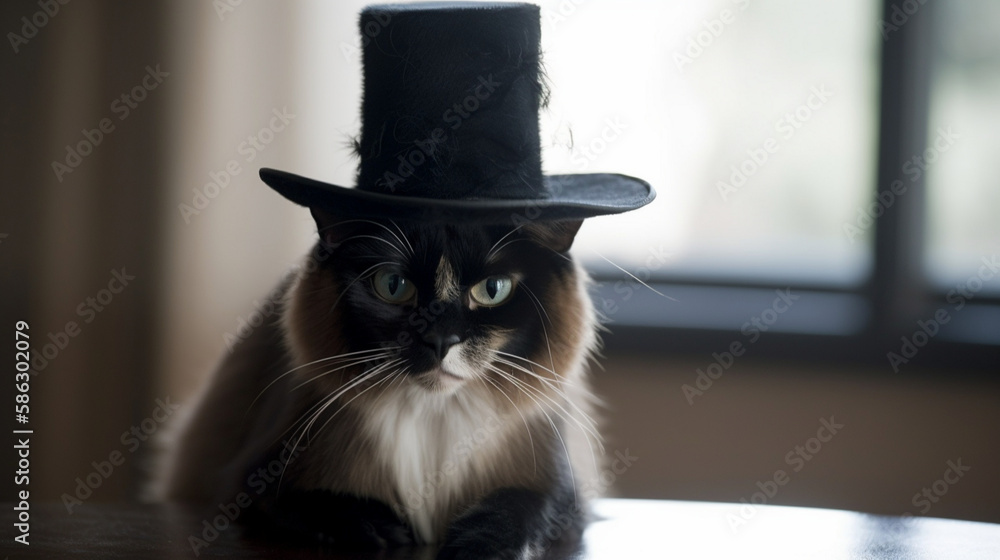 Poster cat dressed as a magician generative ai