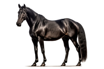 Elegant black horse on a transparent background for decorating projects. generative AI
