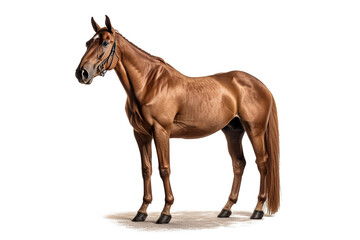 Fototapeta na wymiar Elegant brown horse on a transparent background for decorating projects. generative AI