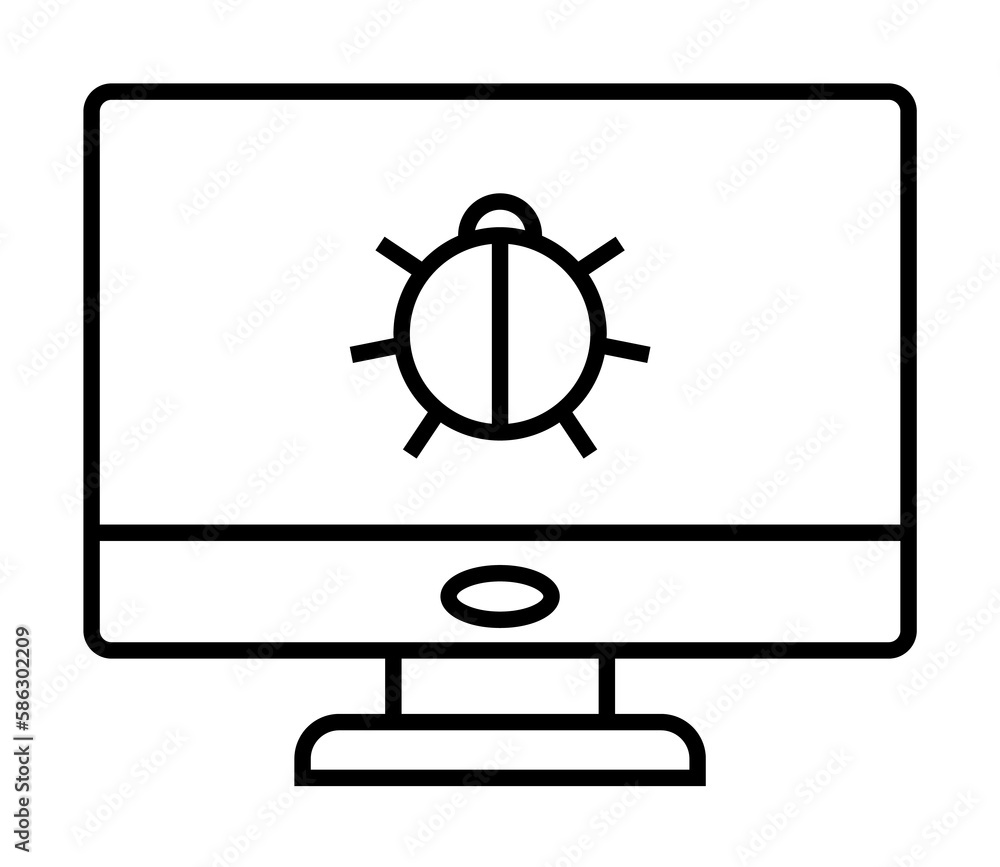 Aufkleber beetle in the monitor icon. element of cyber security icon for mobile concept and web apps. thin lin
