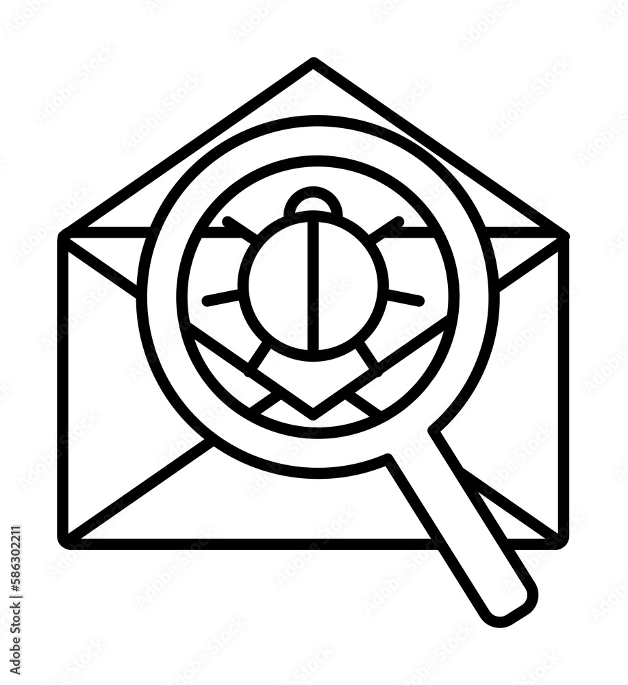 Poster search for beetles in a letter icon. element of cyber security icon for mobile concept and web apps.