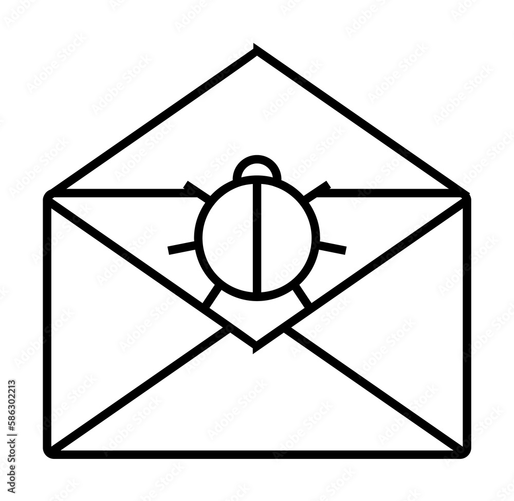 Aufkleber beetle in an envelope icon. element of cyber security icon for mobile concept and web apps. thin lin