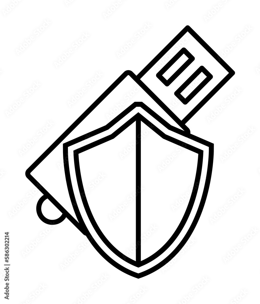 Poster protection flash card icon. element of cyber security icon for mobile concept and web apps. thin lin
